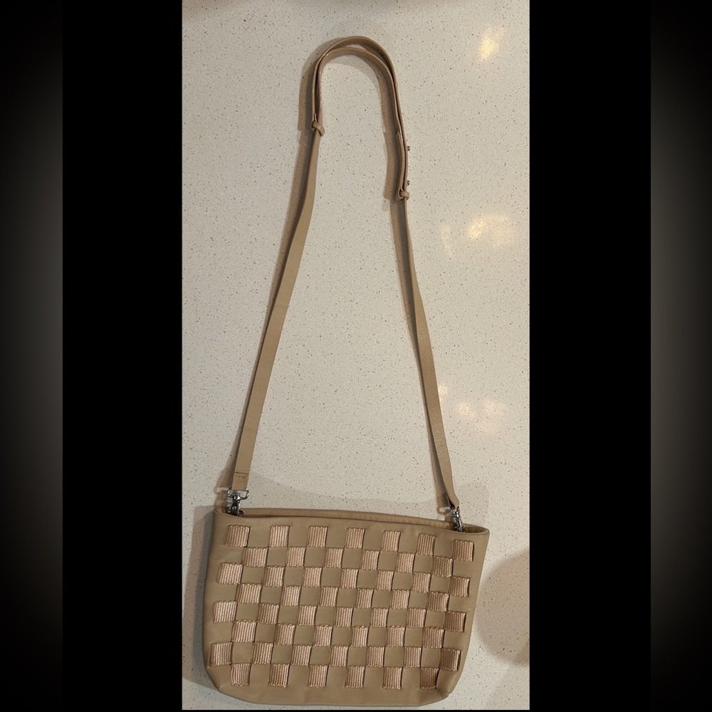 COS Tan Woven Leather Shoulder Bag